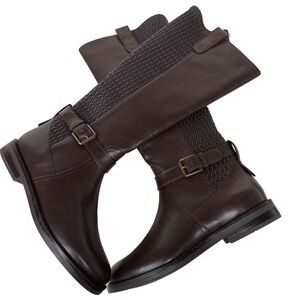 NWT Cole Haan‎ Women's Stretch Water-Resistant Boots Dark Chocolate Leather 5B